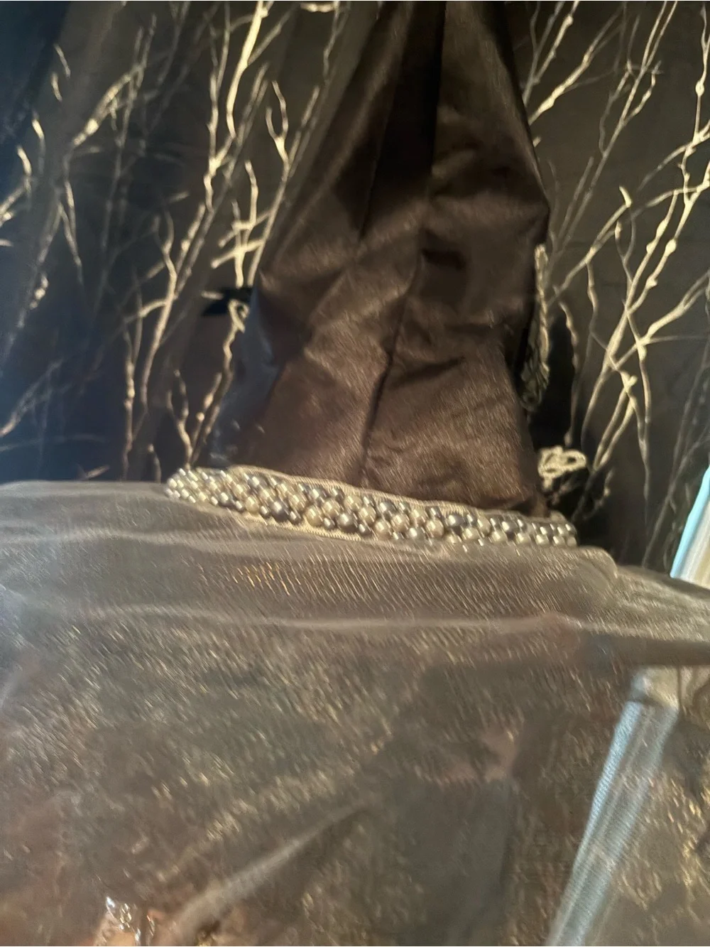 Elegant Black Witch Hat with Veil and Floral Accents unique embellishments